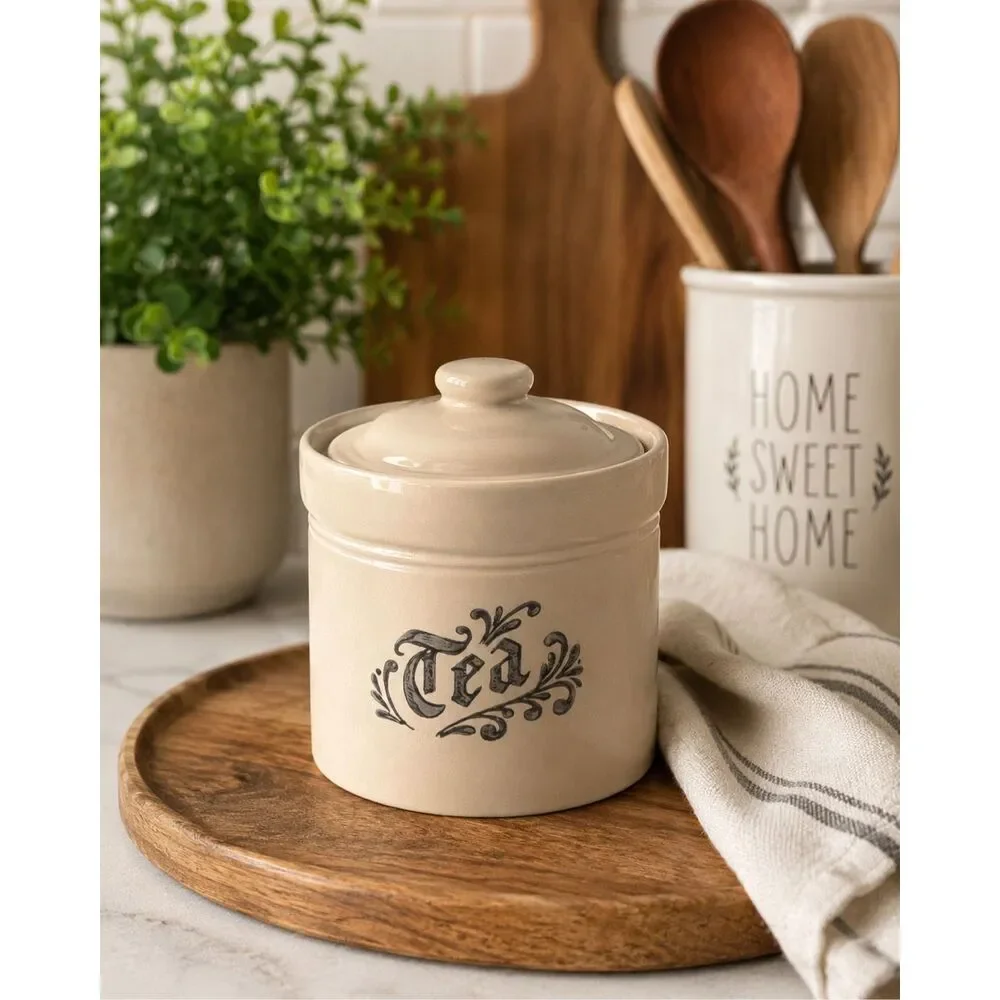 Pfaltzgraff Yorktowne Tea Canister 1 Qt. Made In USA With Lid #504 Vntg